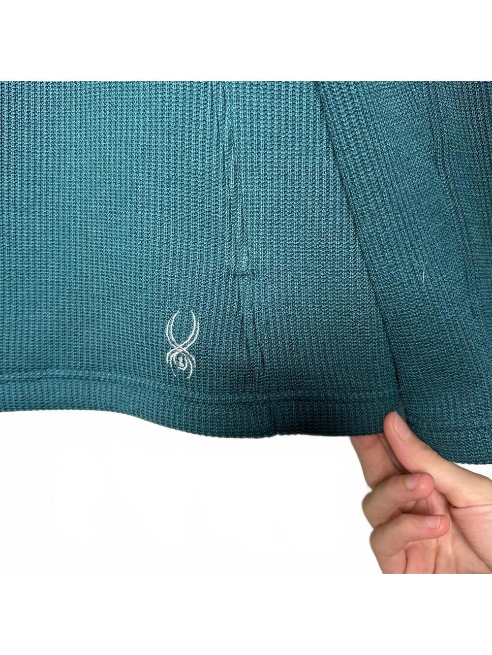 Spyder Core Sweater Jacket XXL Teal Ribbed Knit Full Zip Fleece - Picture 3 of 9